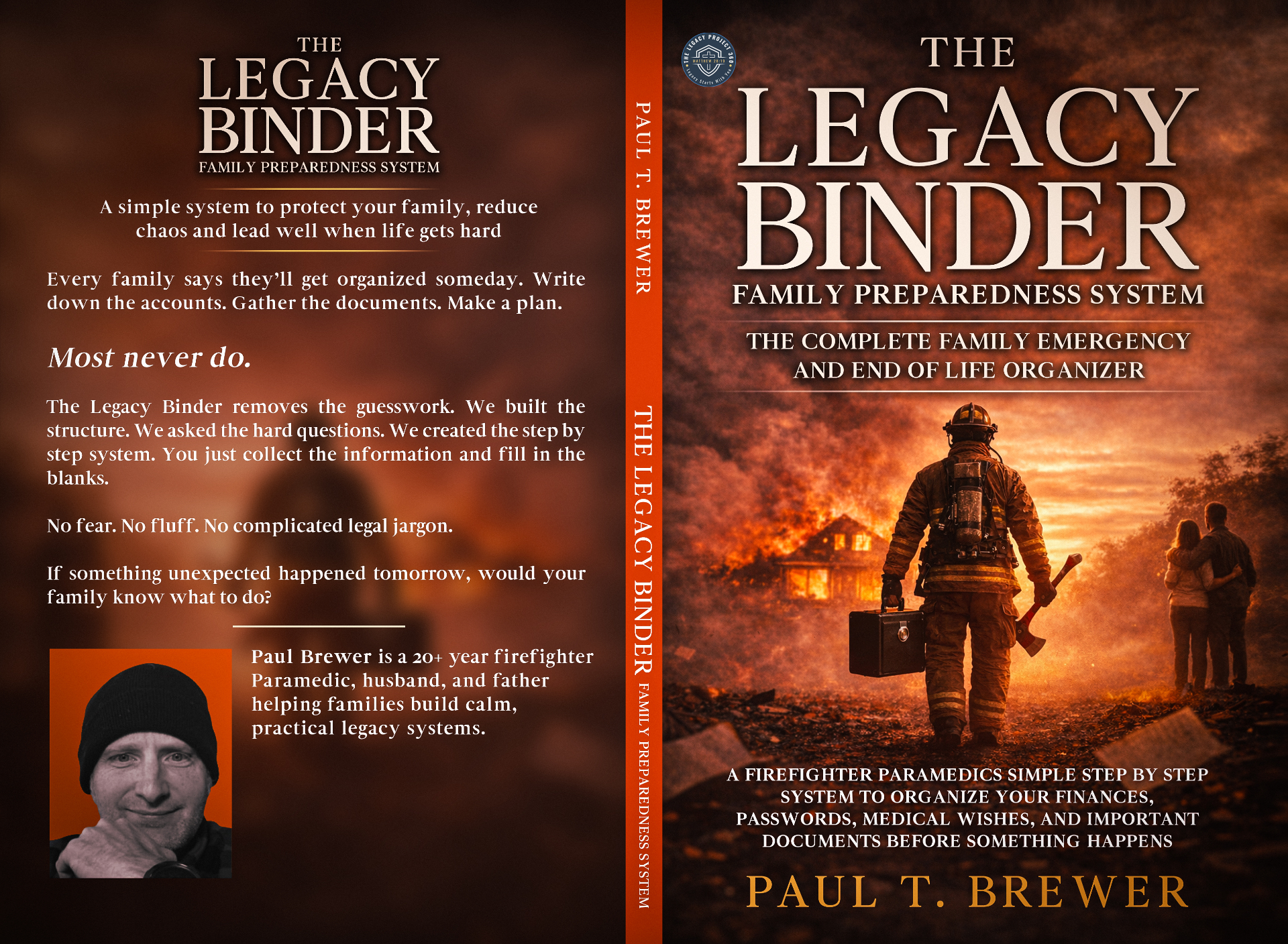 The Legacy Binder paperback cover spread — front, spine, and back